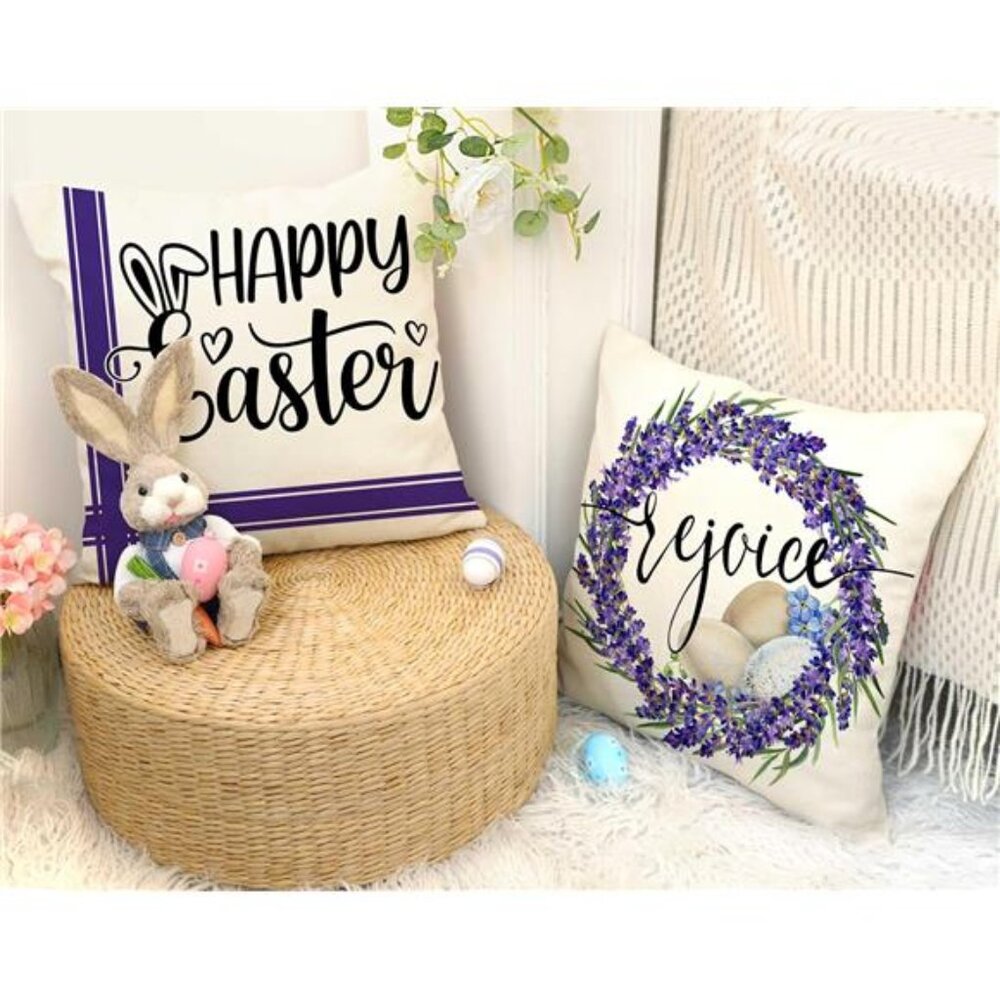 Easter Throw Pillow Covers 18 x 18 Inch Set of 4, He is Risen - Picture 6 of 7